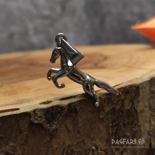 MARE LUNA pendant - a horse in a jump, a horse on its hind legs