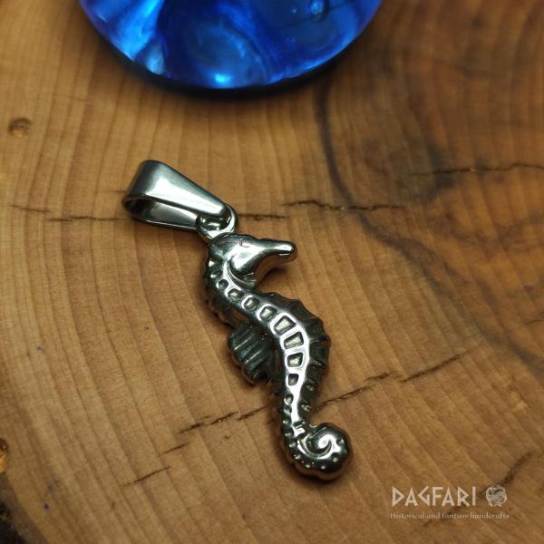 Pendant LITTLE SEA HORSE - with scalloped belly, stainless steel