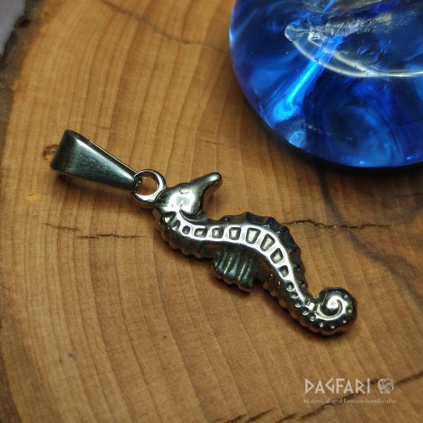 Pendant LITTLE SEA HORSE - with scalloped belly, stainless steel