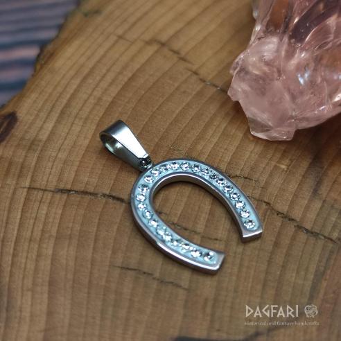 HORSESHOE - GIFT FOR HAPPINESS - amulet with clear cubic zirconia