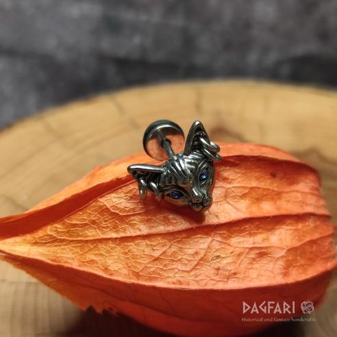 Ohrringe BALGO - Sphynx Katze mit blauen Augen und Piercing