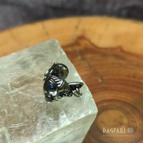 Earrings BALGO - Sphynx cat with blue eyes and piercing