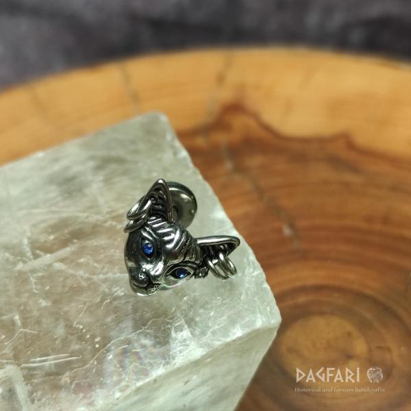 Ohrringe BALGO - Sphynx Katze mit blauen Augen und Piercing