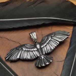 RAVEN pendant - a flying raven or crow amulet 2