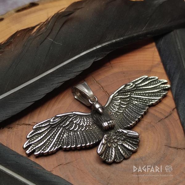 RAVEN pendant - a flying raven or crow amulet