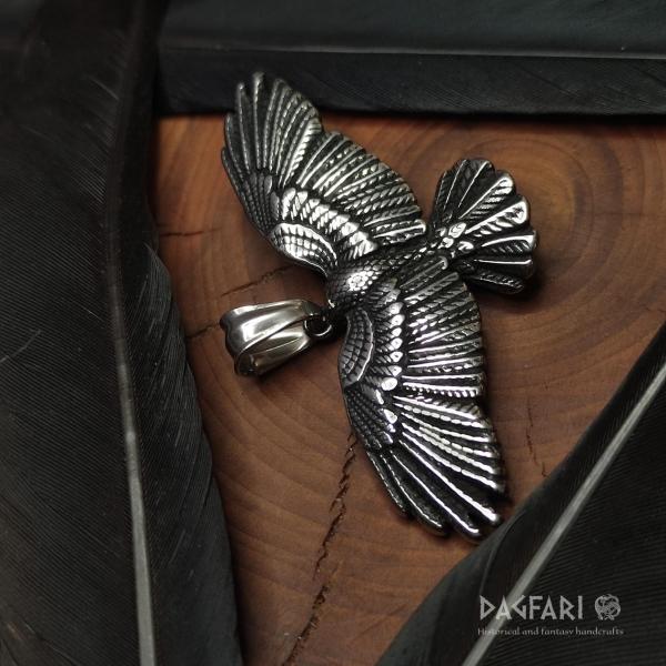 RAVEN pendant - a flying raven or crow amulet