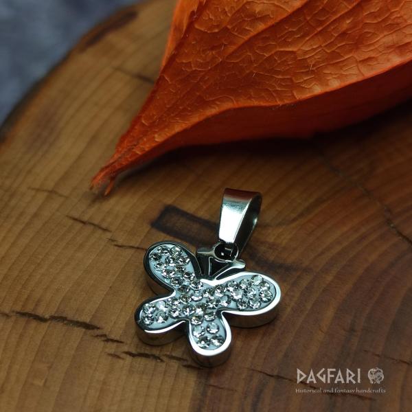 Butterfly amulet, with small clear cubic zirconia