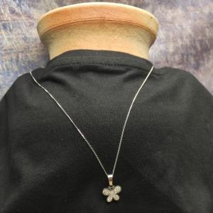 Butterfly amulet, with small clear cubic zirconia 2