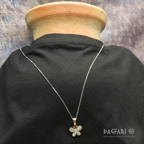 Butterfly amulet, with small clear cubic zirconia