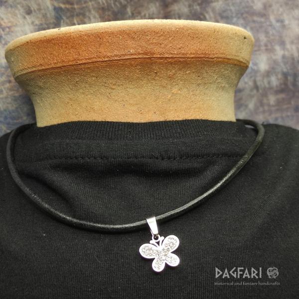 Butterfly amulet, with small clear cubic zirconia