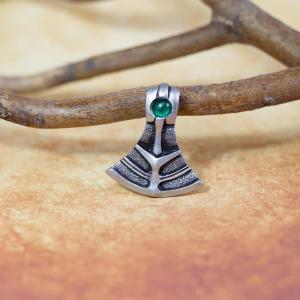 Amulet Perun's ax with a stone, green