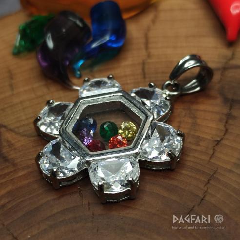 Anhänger SPIRIT FLOWER - großer Zirkonia, Regenbogenkristalle