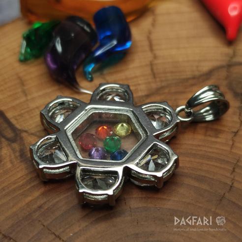 Anhänger SPIRIT FLOWER - großer Zirkonia, Regenbogenkristalle