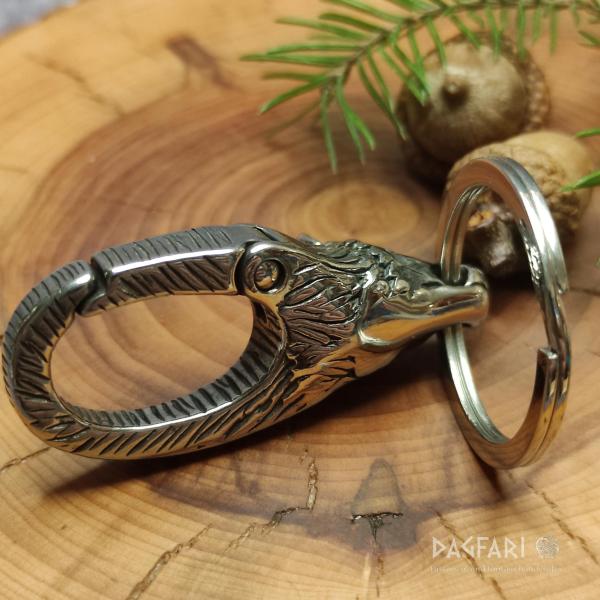 Steel buckle clasp CARABINER wolf key ring - key holder and keeper