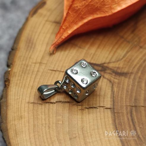 Glücksbringer im Spiel - SPIELWÜRFEL aus Stahl mit kubischem Zirkon