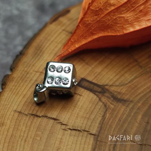 Glücksbringer im Spiel - SPIELWÜRFEL aus Stahl mit kubischem Zirkon