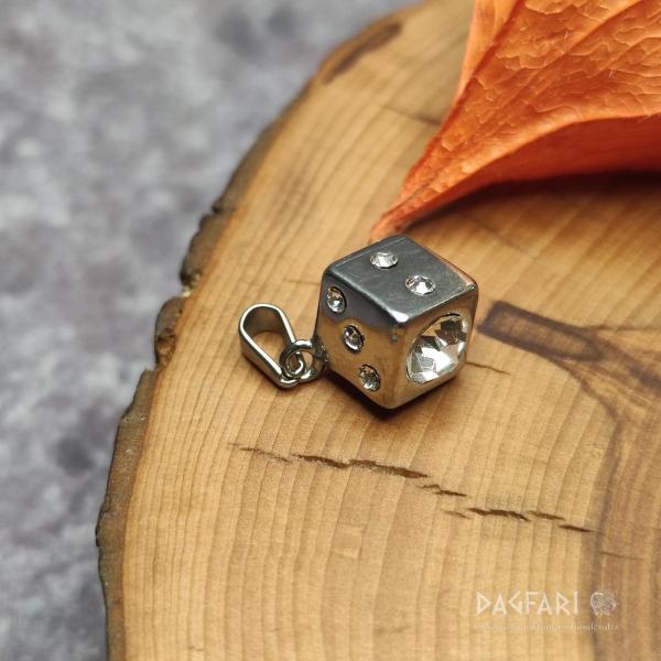 Lucky charm in the game - steel GAMING CUBE with cubic zirconia