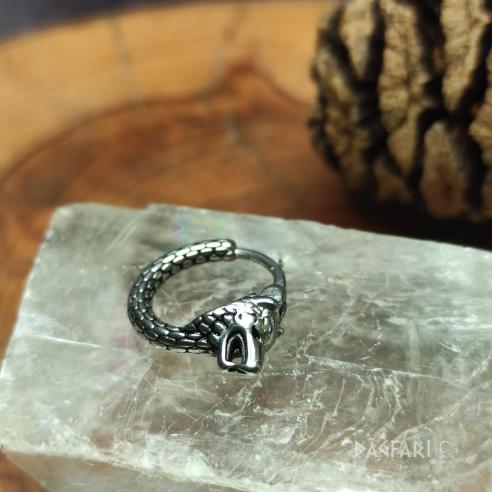 WOLF'S HEAD earrings - Stainless steel closing ring, wolf motif