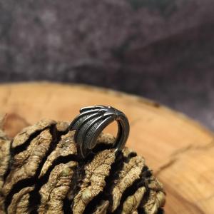 DRAGON WING earrings - Stainless steel closing ring, bat motif, dragon