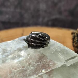 DRAGON WING earrings - Stainless steel closing ring, bat motif, dragon 2