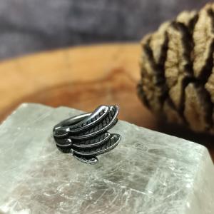 Earrings BLACK FEATHER - blackened steel ear jewellery