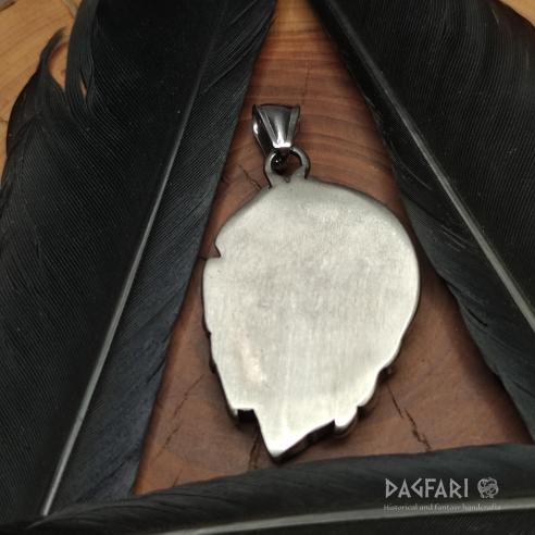 WOLF MEDAILLON - asymmetrischer Anhänger mit Wolfskopfmotiv