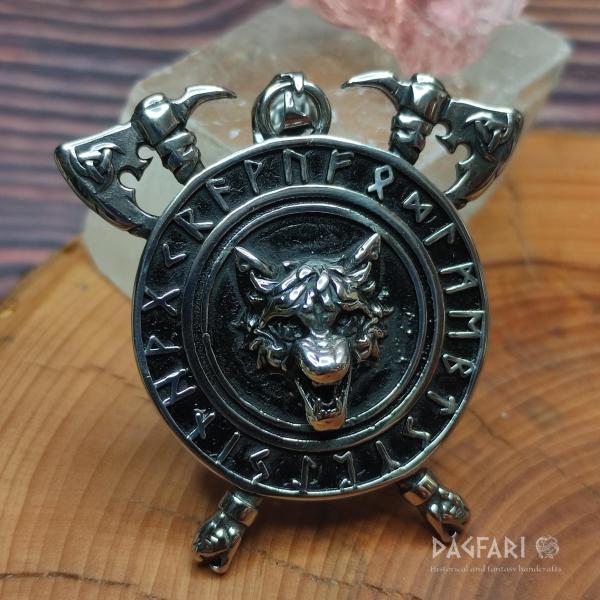 VIKING WOLF GERI - Futhark, runy, vlk, sekery, Aegishjalmur