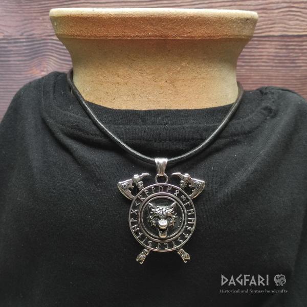 VIKING WOLF GERI - Futhark, runy, vlk, sekery, Aegishjalmur