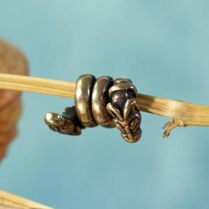 Bead for beard and hair - dragon - bronze