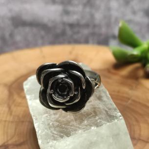 Ocelový prsten ČERNÁ RŮŽE - s černým zirkonem/ bez 2
