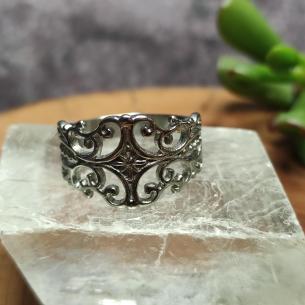 Jugendstilring mit feinem Edelstahlmuster 2