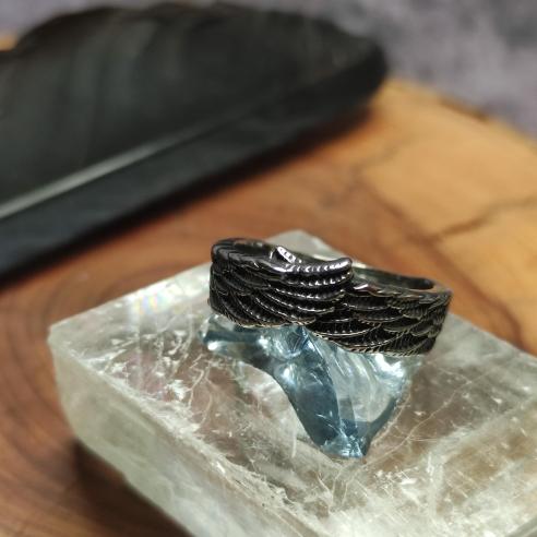 Stainless steel ring SAFE WINGS - clasped angel's arms