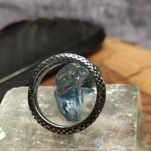 Ring JORMUNGANDR - narrow steel encircled snake