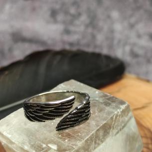 Edelstahlring ENGELSFLÜGEL - offene Engelsarme 2