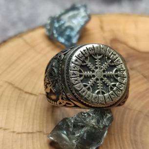 VIKING Rune sealring Aegishjalmur - FUTHARK and Helmet of terror