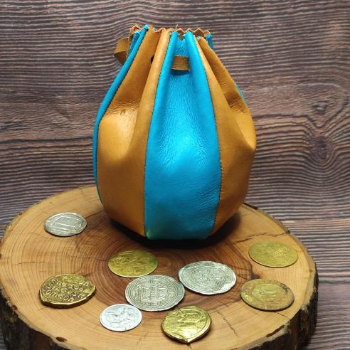 Leather BAG - pouch COLORFUL mix of colours