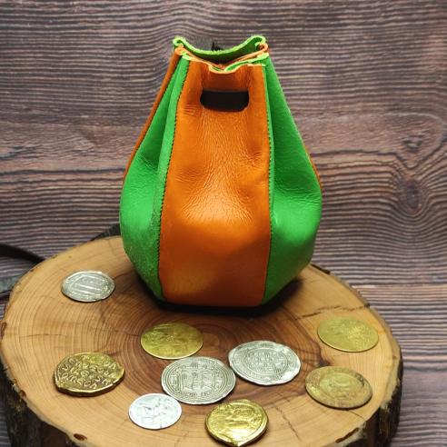 Leather BAG - pouch COLORFUL mix of colours