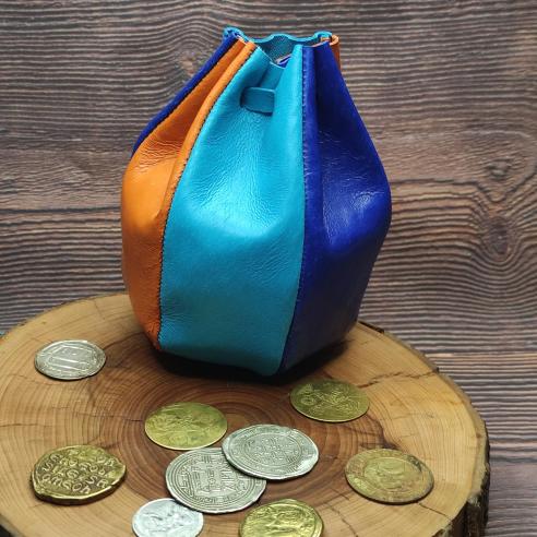 Leather BAG - pouch COLORFUL mix of colours