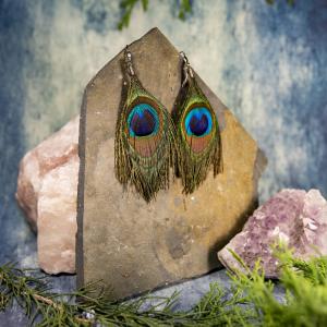 Okaté náušnice z pavího peří 2