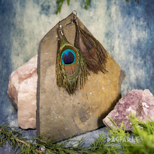 Original Ohrringe mit Pfauenfedern