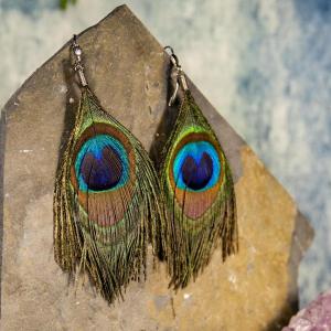 Original Peacock feather earrings