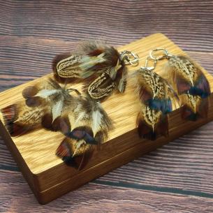 PHEASANT feather earrings - colourful, speckled 2