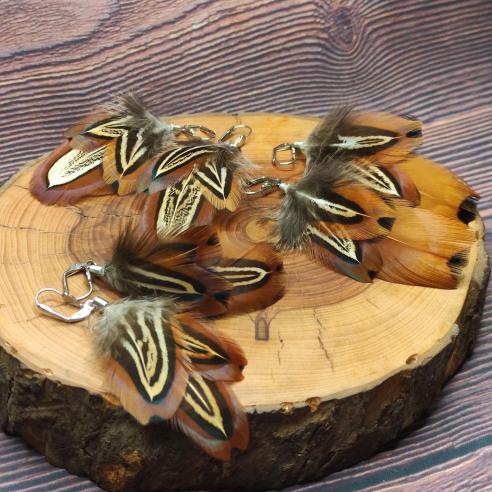 PHEASANT earrings made of feathers - with distinctive pattern
