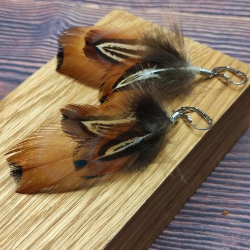 PHEASANT earrings made of feathers - with distinctive pattern