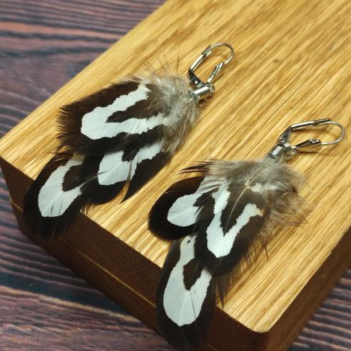 FASAN Federohrringe - braun und weiß