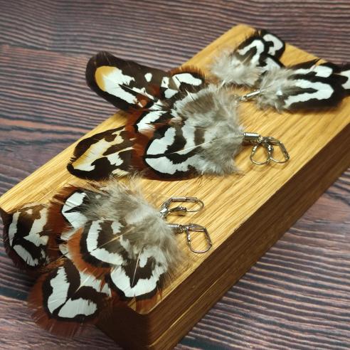 FASAN Federohrringe - braun und weiß