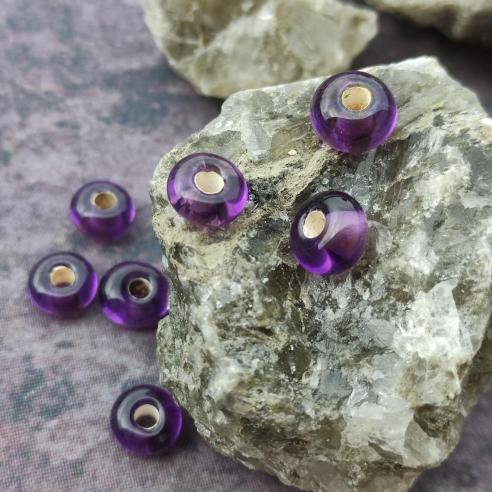 GLASPERLE AMETHYST - handgewickelte kleine lila Perle