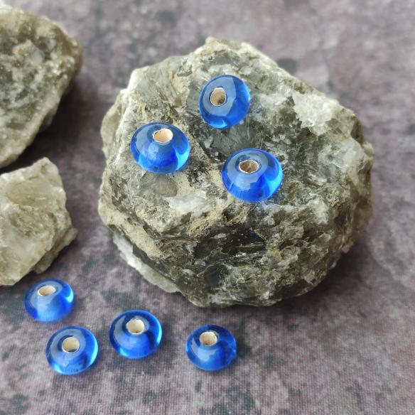 GLASS BEAD AQUAMARINE - hand wound medieval blue glass bead