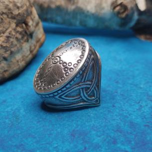 WIKINGER Mittelalter TRIQUETRA Messergriffverzierung - größer, versilbert 2