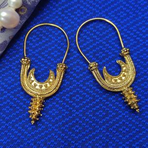 JASNA - Großmährischer Schläfenringe - vergoldet Replik - Slawischer Ohrring aus Brno